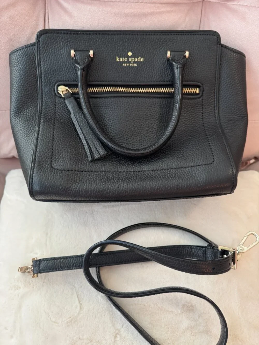 Kate Spade Chester Street Small Allyn Black Leather Satchel Crossbody Bag